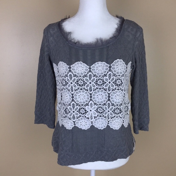 Anthropologie Sweaters - ⚡ Meadow Rue ANTHROPOLOGIE Gray Frayed Sweater
